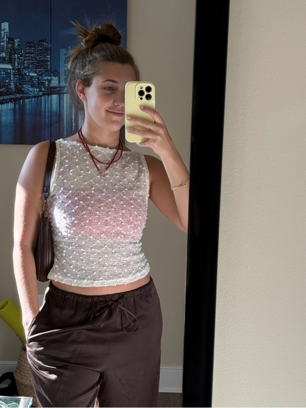 Sleeveless Cream Knit Tank Top